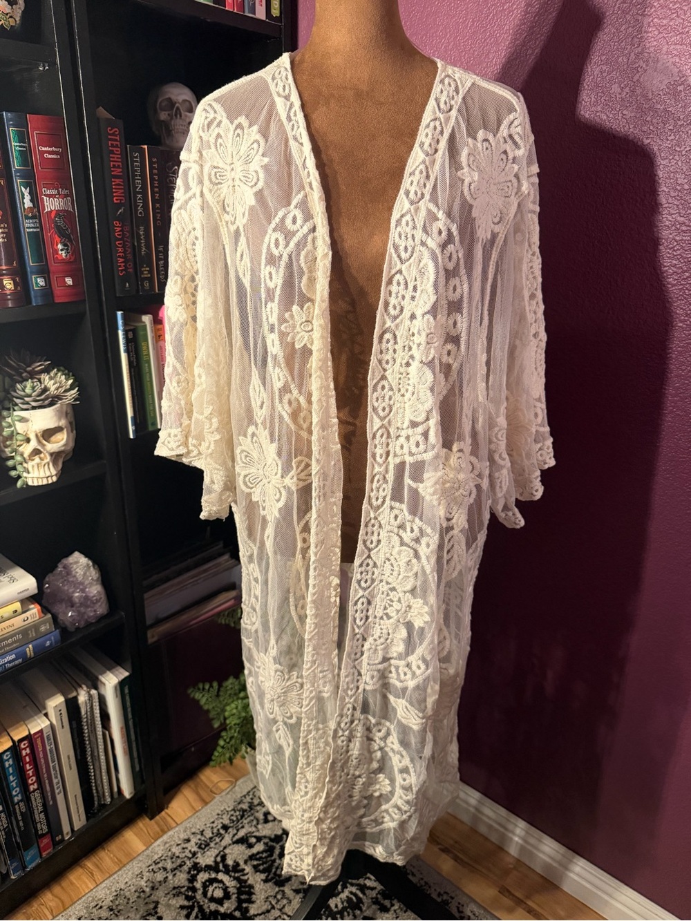 Witchy boho mystical Sheer Lace duster  - White / Cream